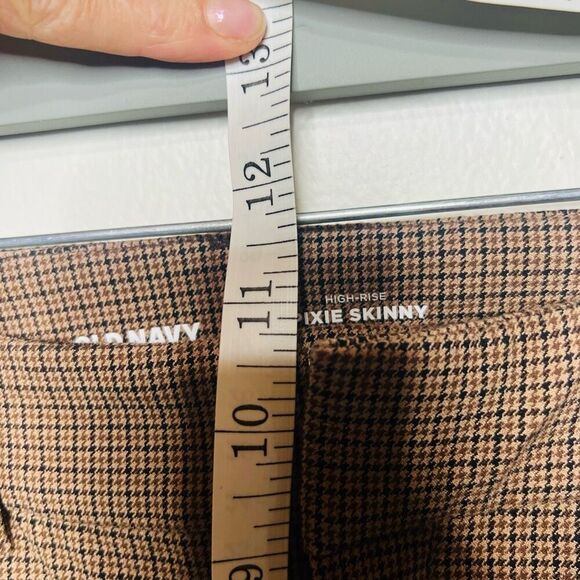 Old Navy High Rise Pixie Skinny Pants Gold Brown Houndstooth Sz 8 - Picture 6 of 10